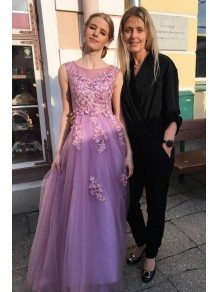 A-Line Tulle and Lace Long Prom Dresses Formal Evening Gowns 901055 A-Line Tulle and Lace Long Prom Dresses Formal Evening Gowns 901055