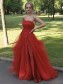 A-Line Strapless Tulle Long Prom Dresses Formal Evening Gowns 901056