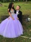 A-Line Lavender Tulle Long Beaded Prom Dresses Formal Evening Gowns 901061