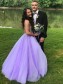 A-Line Lavender Tulle Long Beaded Prom Dresses Formal Evening Gowns 901061