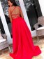A-Line Spaghetti Straps Long Red Prom Dresses Formal Evening Gowns 901075