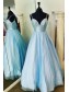 Long Blue Sparkle Tulle Prom Dresses Formal Evening Gowns 901079