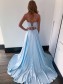 Long Blue Lace Prom Dresses Formal Evening Gowns 901100