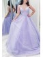 A-Line Sparkle Tulle Lavender Long Prom Dresses Formal Evening Gowns 901113