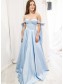 A-Line Off the Shoulder Long Prom Dresses Formal Evening Gowns 901118
