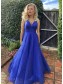 A-Line Long Blue Prom Dresses Formal Evening Gowns 901119