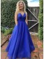 A-Line Long Blue Prom Dresses Formal Evening Gowns 901119