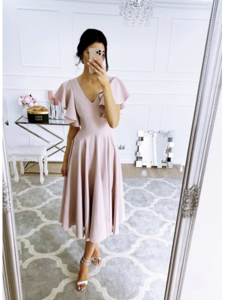 A-Line Tea Length Long Prom Dresses Formal Evening Gowns 901128