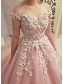 A-Line Off the Shoulder Lace Long Prom Dresses Formal Evening Gowns 901130