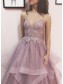 A-Line Beaded Lace and Tulle Long Prom Dresses Formal Evening Gowns 901132