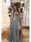 A-Line Lace Long Prom Dresses Formal Evening Gowns 901134
