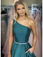 A-Line One Shoulder Long Prom Dresses Formal Evening Gowns 901135