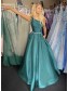 A-Line One Shoulder Long Prom Dresses Formal Evening Gowns 901135