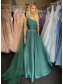 A-Line One Shoulder Long Prom Dresses Formal Evening Gowns 901135