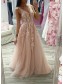 A-Line Lace and Tulle Prom Dress Formal Evening Gowns 901138
