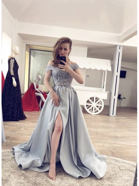 A-Line Lace Long Prom Dress Formal Evening Gowns 901142