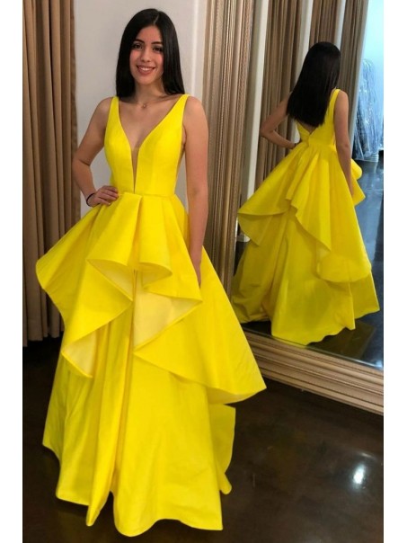 Long Yellow Prom Dress Formal Evening Gowns 901147