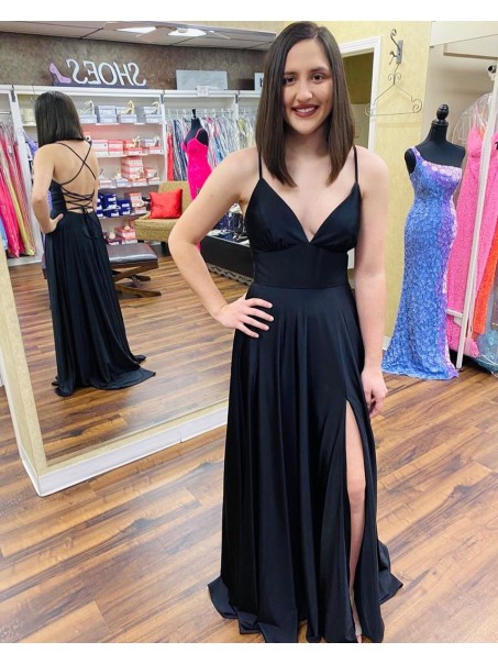 A-Line V Neck Long Prom Dress Formal Evening Gowns 901156