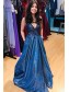 A-Line Long Blue Lace Sparkle Prom Dress Formal Evening Gowns 901157