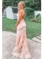 Long Pink Mermaid Lace Prom Dress Formal Evening Gowns 901158