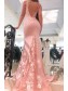 Long Pink Mermaid Lace Prom Dress Formal Evening Gowns 901158