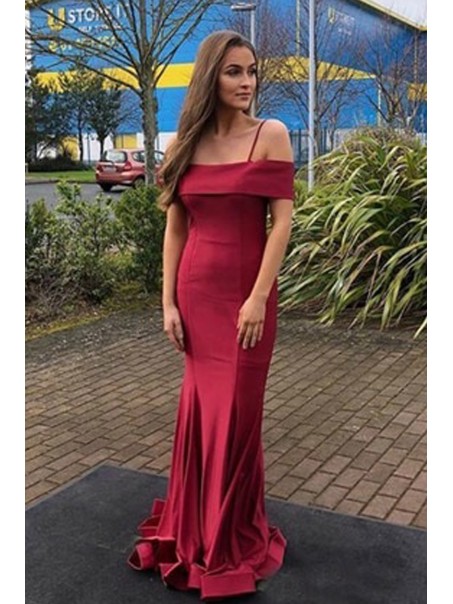 Mermaid Off the Shoulder Spaghetti Straps Prom Dress Formal Evening Gowns 901161