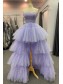 High Low Strapless Sparkle Tulle Prom Dress Formal Evening Gowns 901163