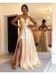 A-Line Gold Sequin Prom Dress Formal Evening Gowns 901165