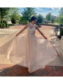 A-Line Lace and Chiffon Long Prom Dress Formal Evening Gowns 901169 A-Line Lace and Chiffon Long Prom Dress Formal Evening Gowns 901169