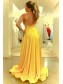 Long Yellow Spaghetti Straps Prom Dress Formal Evening Gowns 901175