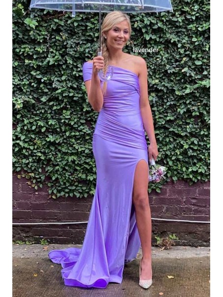 Elegant Lavender One Shoulder Long Prom Dress Formal Evening Gowns 901176