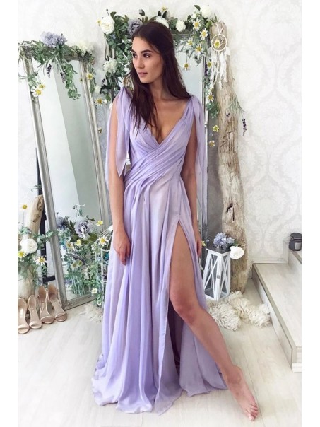 Long Chiffon V Neck Prom Dress Formal Evening Gowns 901180