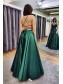 Long Green Satin Prom Dress Formal Evening Gowns 901182