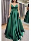 Long Green Satin Prom Dress Formal Evening Gowns 901182