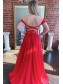 Long Red Off the Shoulder Prom Dress Formal Evening Gowns 901187