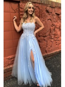 Long Blue Strapless Prom Dress Formal Evening Gowns 901191 Long Blue Strapless Prom Dress Formal Evening Gowns 901191