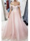 A-Line Long Pink Tulle Prom Dress Formal Evening Gowns 901194