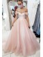 A-Line Long Pink Tulle Prom Dress Formal Evening Gowns 901194