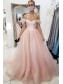 A-Line Long Pink Tulle Prom Dress Formal Evening Gowns 901194