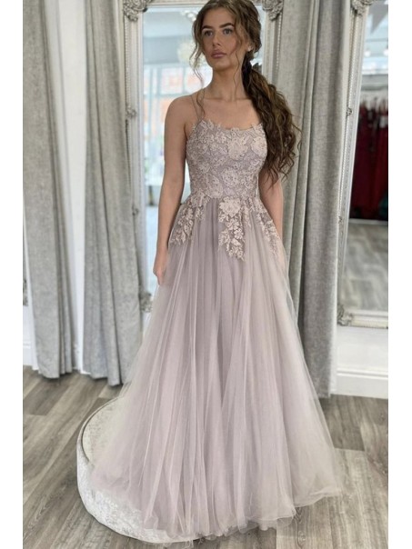 A-Line Lace and Tulle Prom Dress Formal Evening Gowns 901196