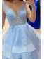 Long Blue Lace Prom Dress Formal Evening Gowns 901197