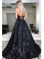 Long Black Lace Spaghetti Straps Prom Dress Formal Evening Gowns 901199