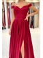 Long Red Off the Shoulder Prom Dress Formal Evening Gowns 901201