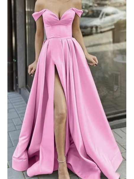 Long Satin Off the Shoulder Prom Dress Formal Evening Gowns 901204