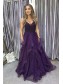 Long Beaded Purple Tulle Prom Dress Formal Evening Gowns 901207