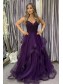 Long Beaded Purple Tulle Prom Dress Formal Evening Gowns 901207