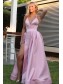 Long Satin Spaghetti Straps Prom Dress Formal Evening Gowns 901210