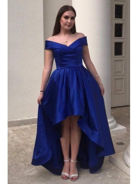 High Low Royal Blue Prom Dress Formal Evening Gowns 901213
