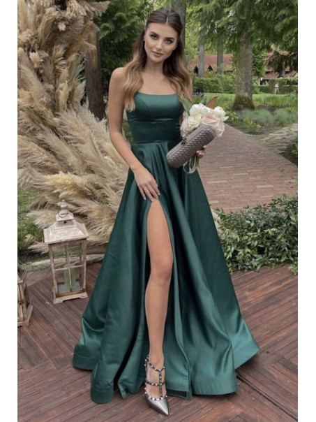 A-Line Long Dark Green Prom Dress Formal Evening Gowns 901215