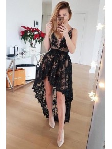 High Low Black Lace Prom Dress Formal Evening Gowns 901216 High Low Black Lace Prom Dress Formal Evening Gowns 901216